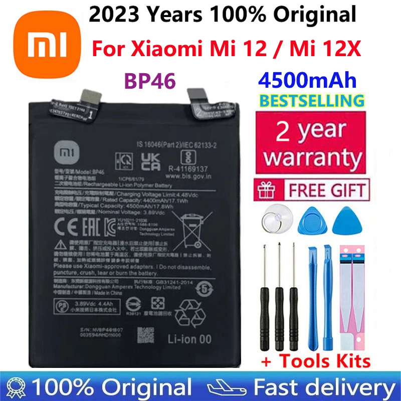 100% Original, de Înaltă Calitate Nouă Înlocuire Baterie 4500mAh BP46 Pentru Xiaomi Mi 12 / Mi 12X Reale Baterii de Telefon Bateria