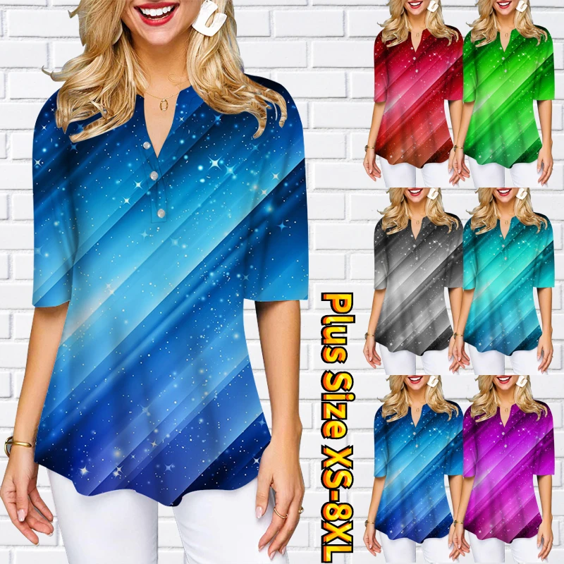 2023 Moda Jumătate Maneca tricou Supradimensionat Haine de Primavara-Vara pentru Femei V-neck Retro Elegant Top Nou Design Imprimate Pulover