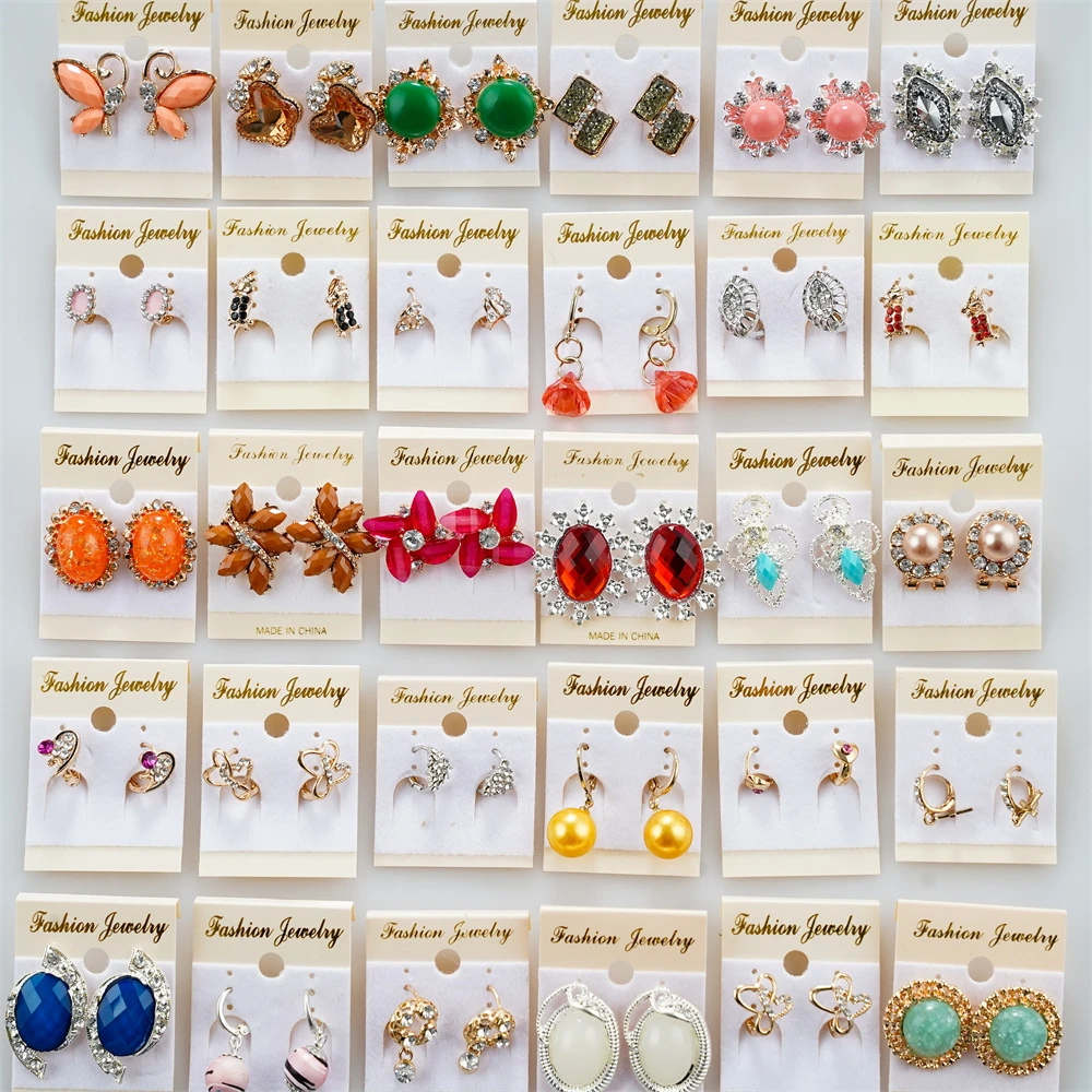 20Pairs/Lot en-Gros de Lux Colorate Perla de Cristal Cercei pentru Femei Fete Geometrice Ureche Clipuri Partid Accesorii Bijuterii