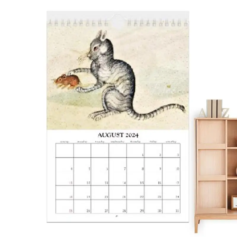 Amuzant Pisica La Calendar 2024 12 Luni Calendar De Perete 2024 Medieval Cu Pisici Imagini Decoratiuni Acasă Pisica Calendare Pentru Camera De Zi