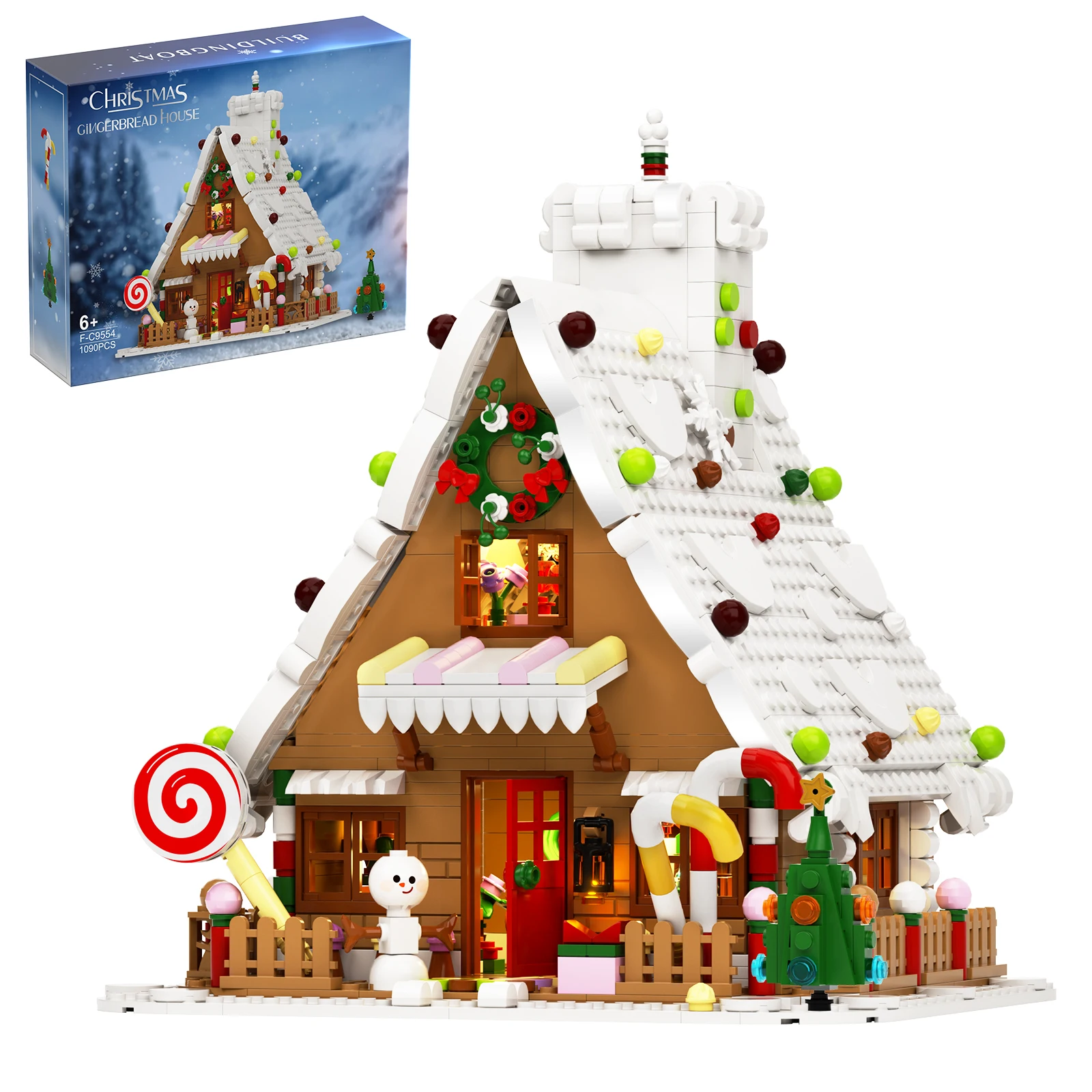 BuildMoc Anul Nou Crăciun Gingerbread House Building Block Set De Om De Zăpadă Zăpadă Hut Decoratiuni Caramida Șosete Copii Jucărie Cadou De Crăciun