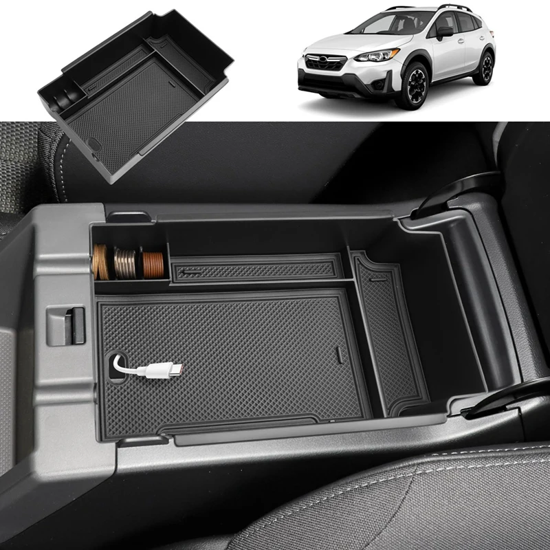 Consola centrala Organizator, Cotiera Tăvi Cutie de Depozitare Monedă Recipient Accesorii de Interior ABS+Cauciuc Pentru Subaru Crosstrek 2024