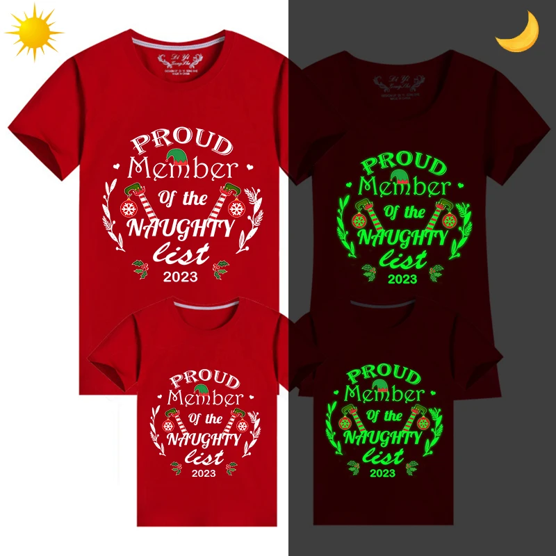 Familie de Potrivire Topuri de Crăciun Design Exclusiv Luminos Obraznic Lista de Crăciun a Familiei T-shirt