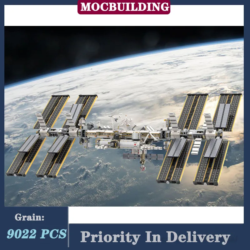 MOC Stația Spațială Internațională 1/110 Model la Scară Bloc Set Spațiu Piesa de Colectie Serie de Jucării Cadouri
